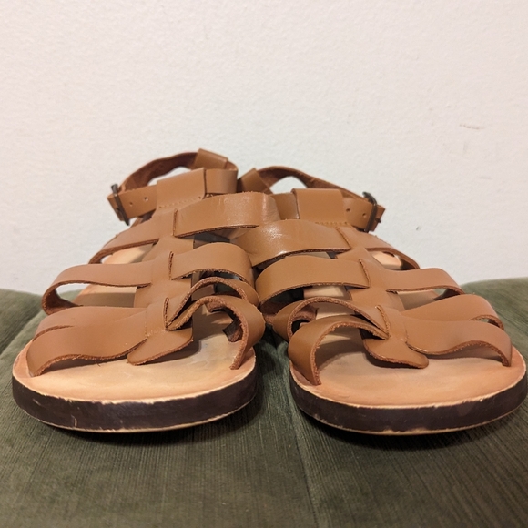 Zara Genuine Tan leather Gladiator Strappy Sandals size 8 - Picture 5 of 12